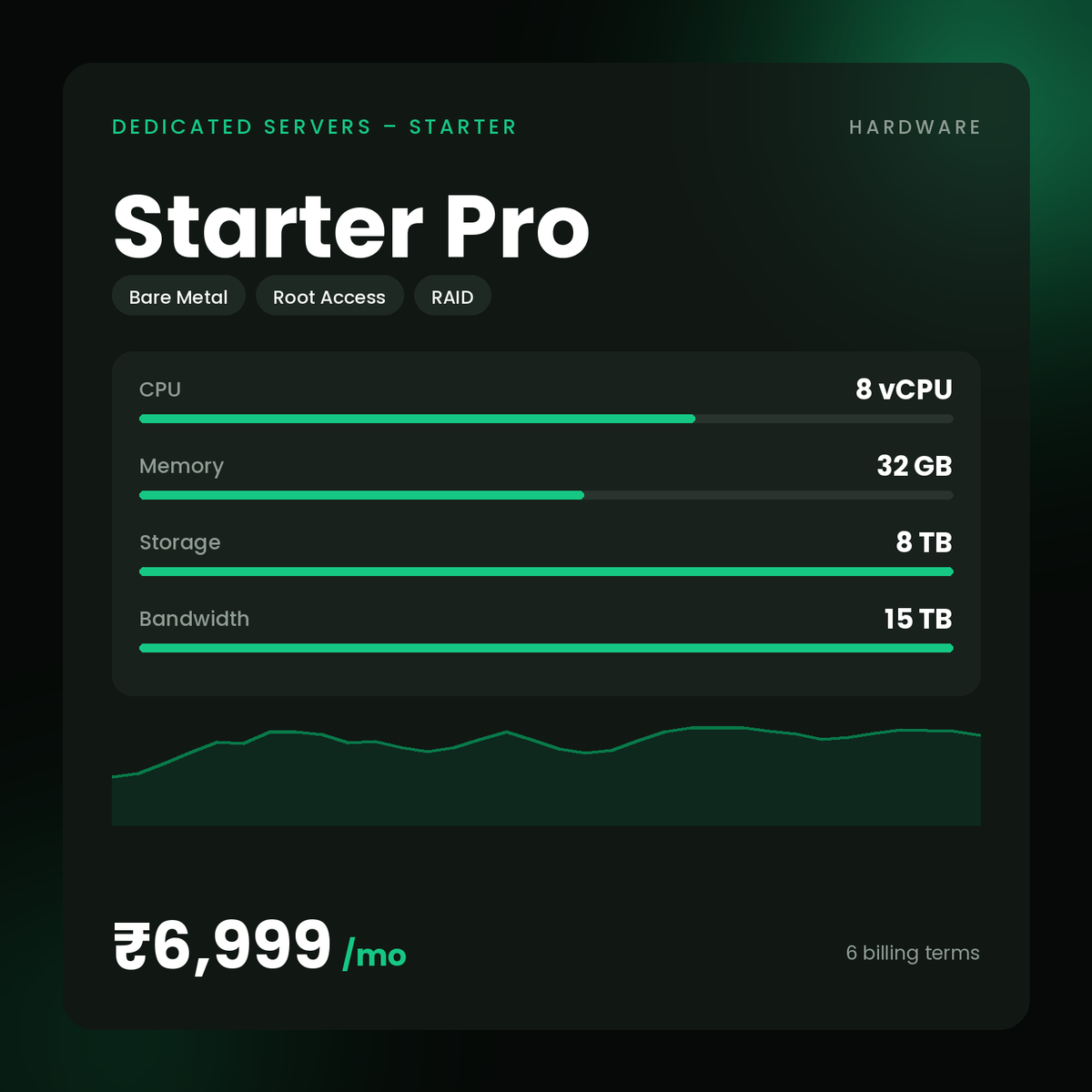 HostGraber Starter Pro – Dedicated Servers – Starter plan with 8 CPU Cores, 8 TB NVMe SSD