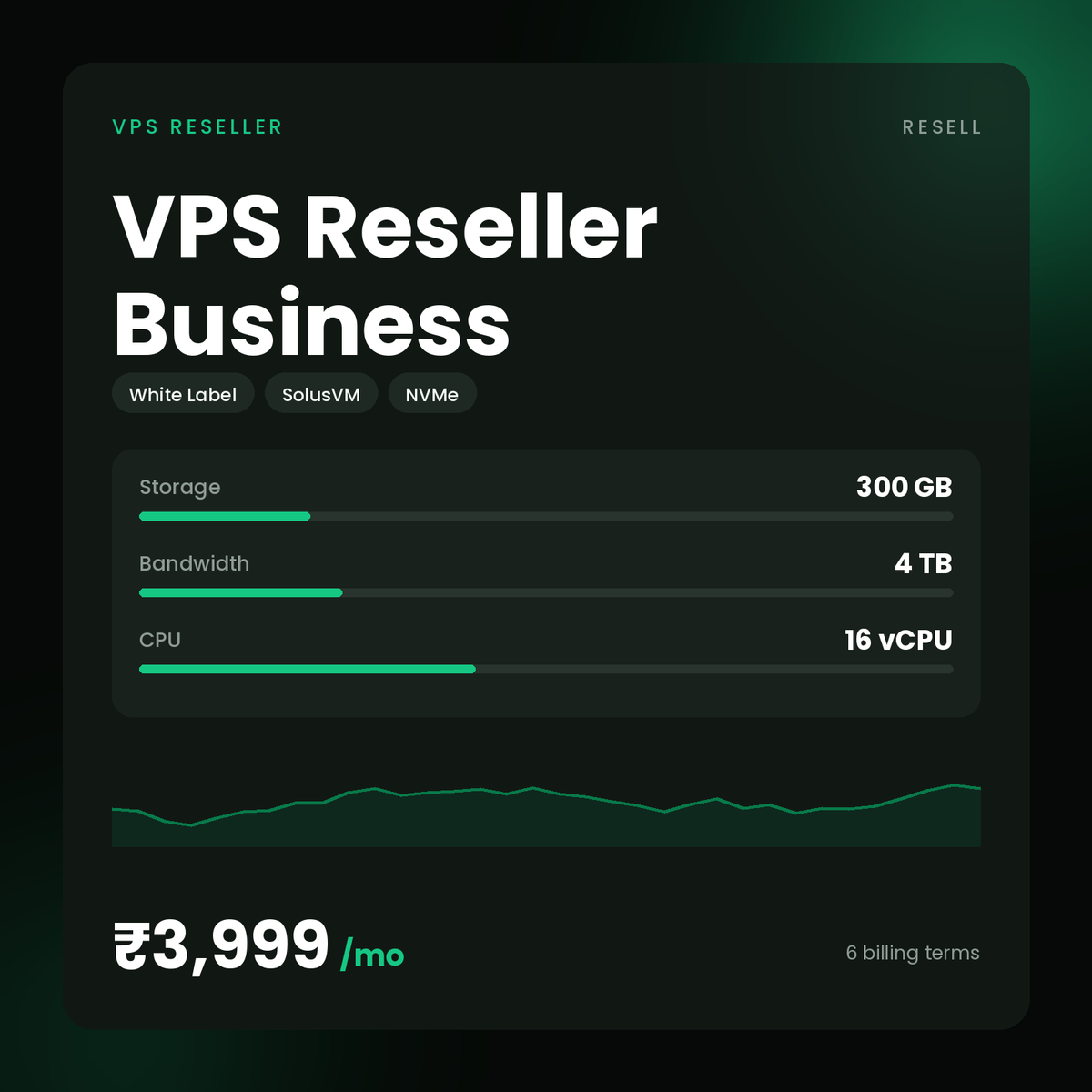 HostGraber VPS Reseller Business – VPS Reseller plan with 300 GB NVMe SSD, 4 TB Bandwidth