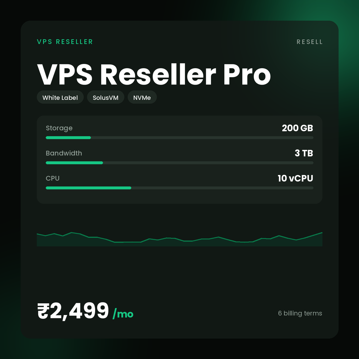 HostGraber VPS Reseller Pro – VPS Reseller plan with 200 GB NVMe SSD, 3 TB Bandwidth